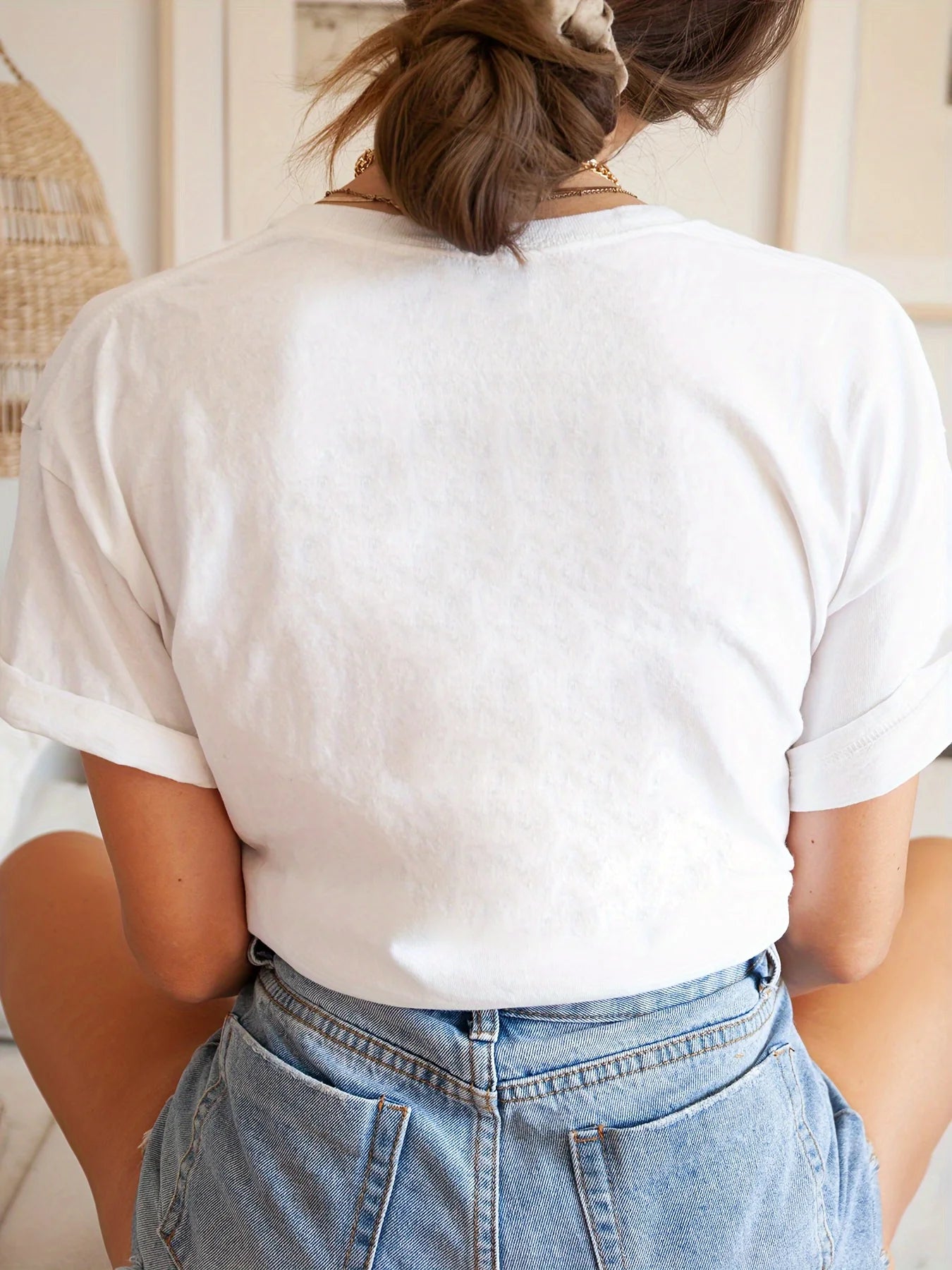 Birds Print Crew Neck Short Sleeve Casual T-Shirt