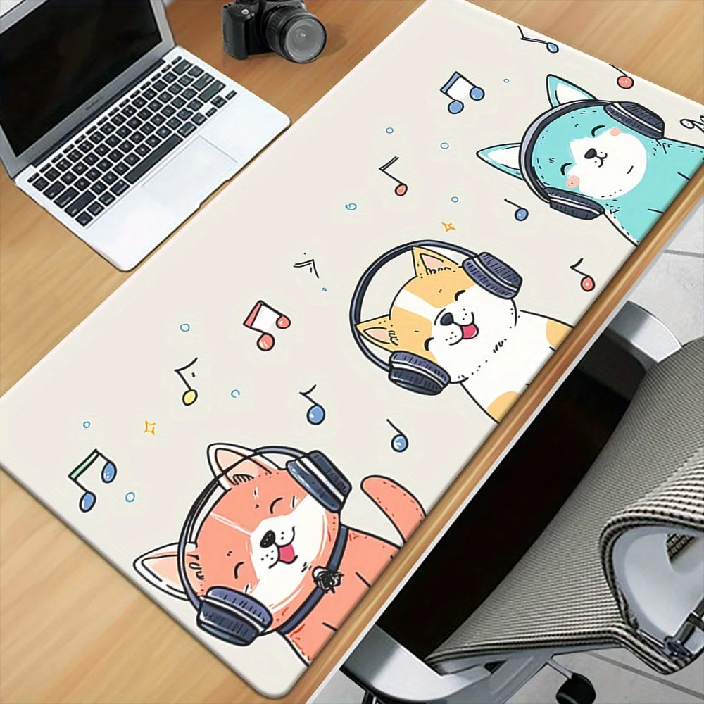 Mouse Pad -  Non-Slip Rubber Base - Cats listening to music