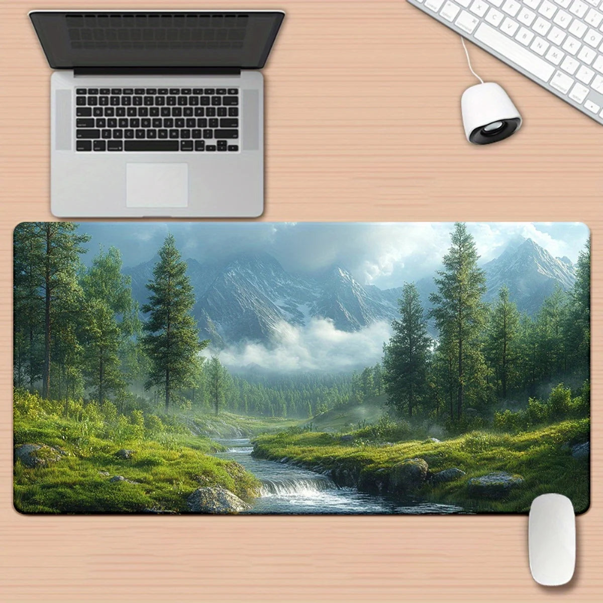 Mouse Pad - HD Printed Rubber - Forest River Landscape