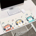 Mouse Pad -  Non-Slip Rubber Base - Cats listening to music