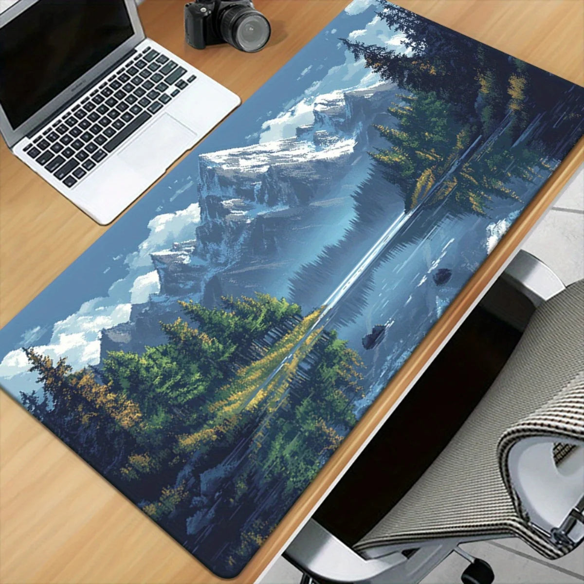 Mouse Pad - HD Printed Rubber - Lakeside Snow Capped Mountains