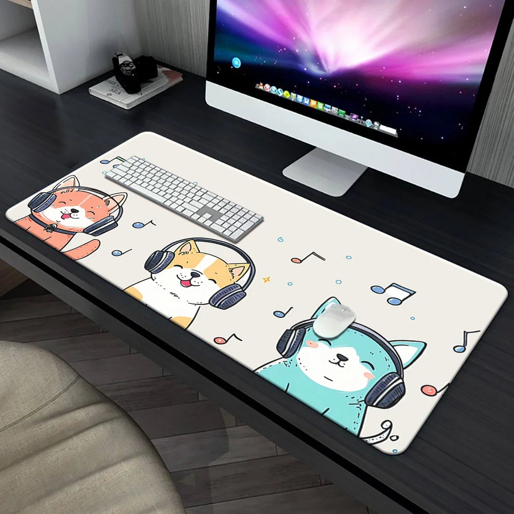 Mouse Pad -  Non-Slip Rubber Base - Cats listening to music