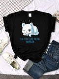 Funny Cat Printed Crewneck T-Shirt